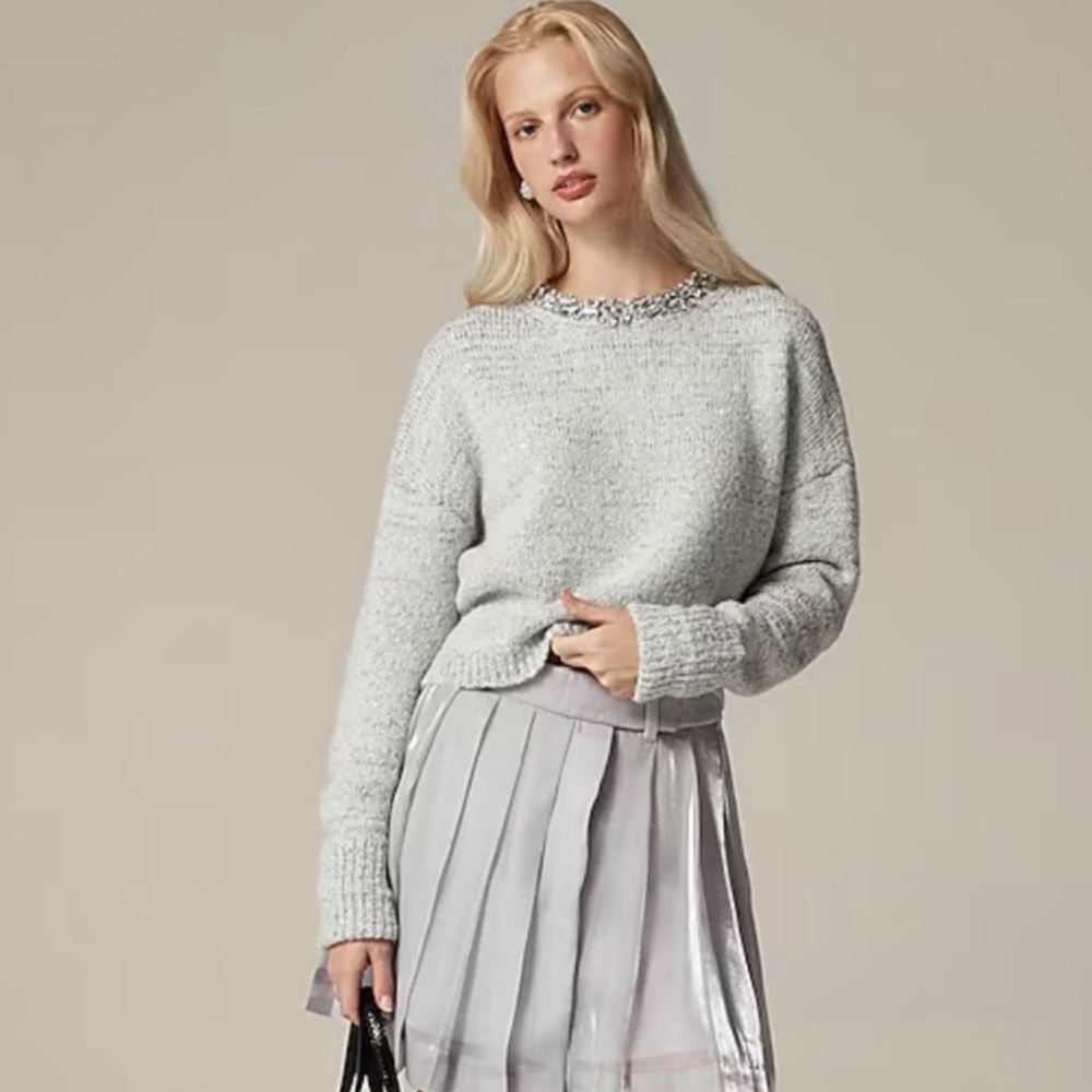 NWT J. Crew Embellished Pullover Sweater Size M